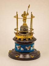 Vintage Knight Figural Toothpick Holder, Gold-Toned Metal, Beaded Wood Base, 1950s