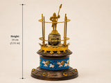 Vintage Knight Figural Toothpick Holder, Gold-Toned Metal, Beaded Wood Base, 1950s