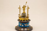 Vintage Knight Figural Toothpick Holder, Gold-Toned Metal, Beaded Wood Base, 1950s
