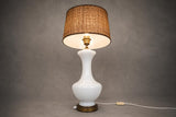 Pair of Opaline Glass Table Lamps, Baluster Form, Bronze-Toned Base, 1950s