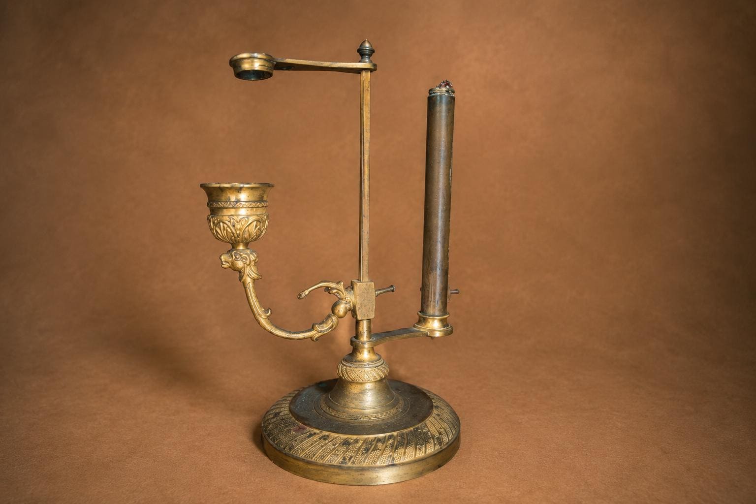 Antique Gilt Bronze Adjustable Piano Candle Lamp — Continental, 1910s