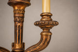 Vintage Giltwood Twin-Arm Wall Sconce Pair, Torch Form — French Louis XVI Style, 1950s