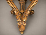 Vintage Giltwood Twin-Arm Wall Sconce Pair, Torch Form — French Louis XVI Style, 1950s