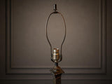 Antique Bronze-Finish Fluted Column Table Lamp, Cream Shade, Neoclassical Empire Style