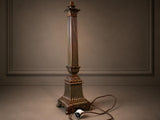 Antique Bronze-Finish Fluted Column Table Lamp, Cream Shade, Neoclassical Empire Style