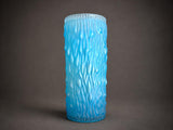 Vintage Turquoise Cased Glass Rouleau Vase, Bark Texture, in the Style of Václav Hanuš, 1990s