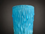 Vintage Turquoise Cased Glass Rouleau Vase, Bark Texture, in the Style of Václav Hanuš, 1990s