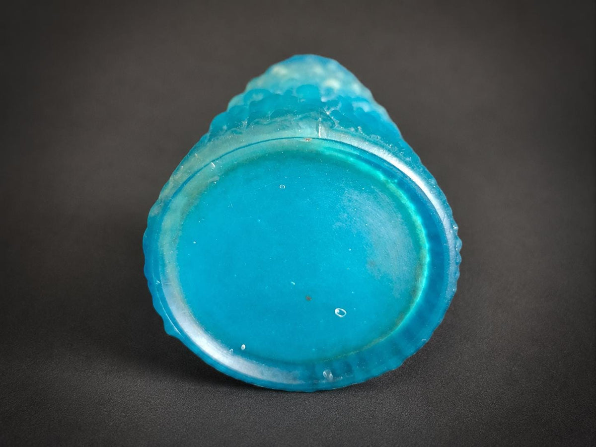 Vintage Turquoise Cased Glass Rouleau Vase, Bark Texture, in the Style of Václav Hanuš, 1990s