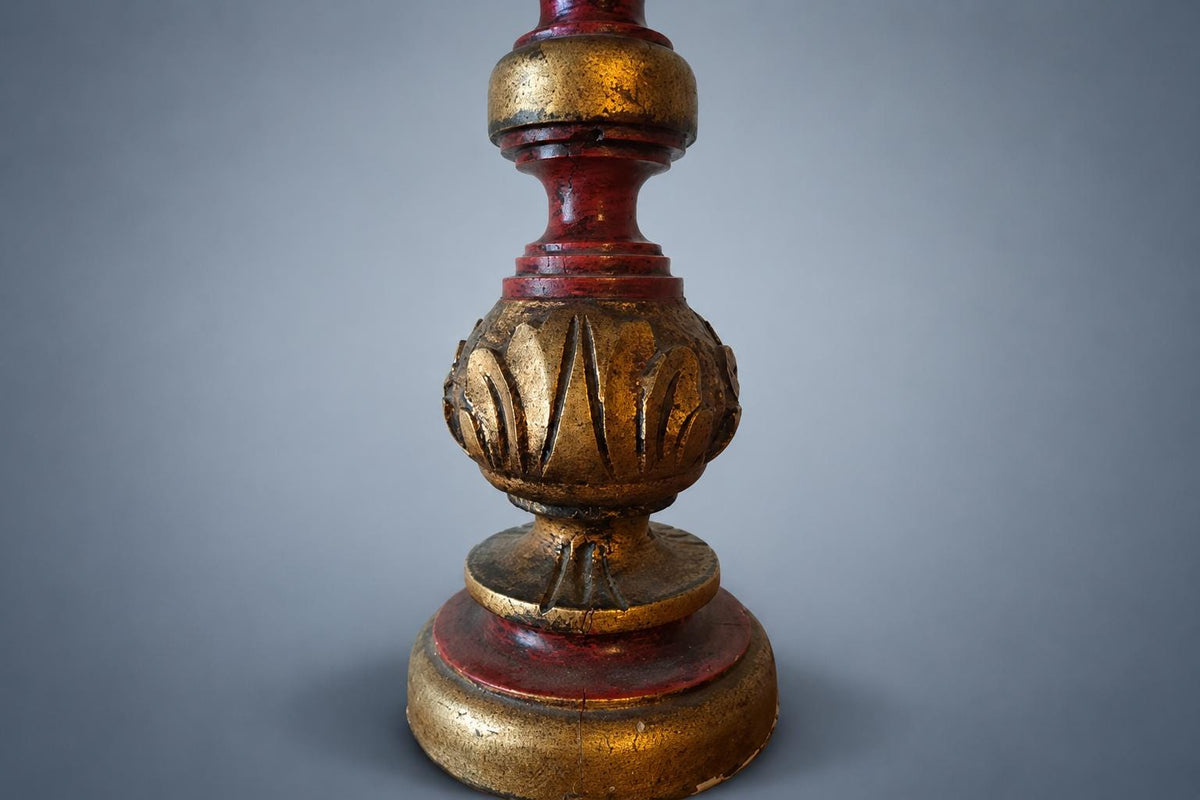 Carved Gold Leaf Table Lamp, Florentine Acanthus Leaves, Original Simon Fittings, Spanish Vintage Style, 1950s
