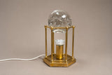 Brass Cage Lamp with Bubble Glass Sphere, Hexagonal Base