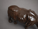 Vintage Leather Rhinoceros Sculpture, Large Safari-Style Animal Figure, 56cm Statement Decor Piece, 1970s