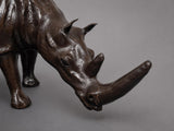 Vintage Leather Rhinoceros Sculpture, Large Safari-Style Animal Figure, 56cm Statement Decor Piece, 1970s