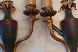 Vintage Bronze Wall Sconce Pair, Swan-Neck Arms — Empire Style, 1950s, Set of 2