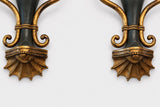 Vintage Bronze Wall Sconce Pair, Swan-Neck Arms — Empire Style, 1950s, Set of 2