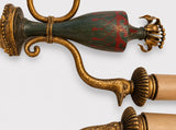 Vintage Bronze Wall Sconce Pair, Swan-Neck Arms — Empire Style, 1950s, Set of 2