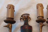 Vintage Bronze Wall Sconce Pair, Swan-Neck Arms — Empire Style, 1950s, Set of 2