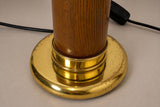 Vintage Pair of 1960s Wood & Brass Table Lamp Bases | Mid-Century Turned Column Lamps | Wired and Ready | Set of 2