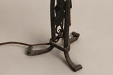 Art Nouveau Style Iron Lamp with Thick Glass Globe, Vintage 1900