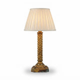 Antique Brass Table Lamp, Twisted Rope Column on Embossed Hexagonal Base, New Shade Included