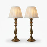 Pair of Antique Brass Candlestick Lamps, Turned Baluster Table Lamps, Converted Candlesticks