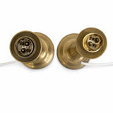 Pair of Antique Brass Candlestick Lamps, Turned Baluster Table Lamps, Converted Candlesticks