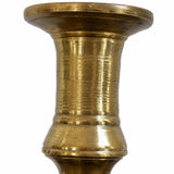 Pair of Antique Brass Candlestick Lamps, Turned Baluster Table Lamps, Converted Candlesticks