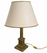 Empire Style Brass Column Table Lamp, Laurel Wreath Base, 1980s Desk or Living Room Lamp