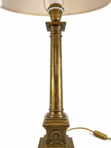Empire Style Brass Column Table Lamp, Laurel Wreath Base, 1980s Desk or Living Room Lamp