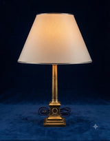 Empire Style Brass Column Table Lamp, Laurel Wreath Base, 1980s Desk or Living Room Lamp