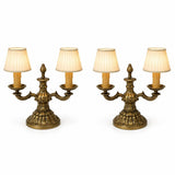 Pair of Gilt Bronze Two-Arm Candlesticks, Acanthus Leaf Candelabra
