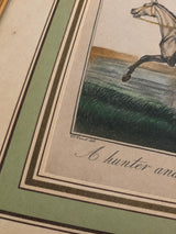 Antique Hand-Colored Engraving "A Hunter and a Pony" After Carle Vernet, Framed Equestrian Print