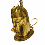 Brass Horse Head Table Lamp Base, Sculptural Equestrian Form