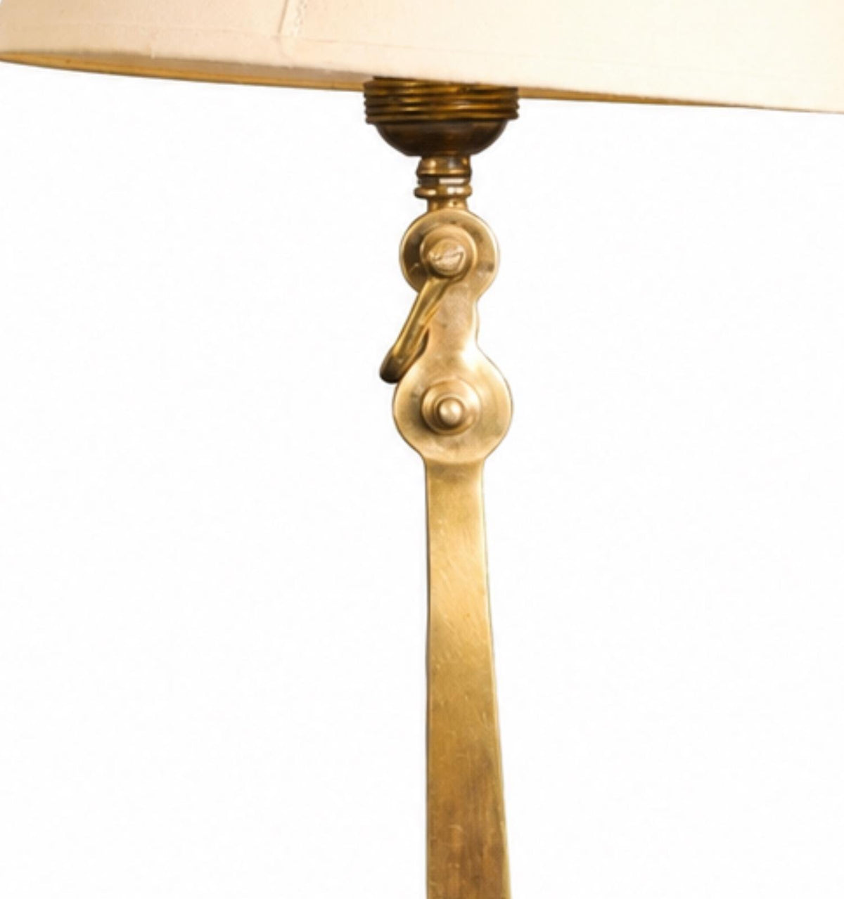 Bronze Anchor Table Lamp, Wood Base with Brass Corner Accents — Nautical Art Deco Style, France, 1960s