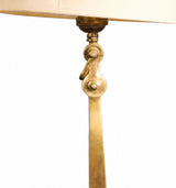 Bronze Anchor Table Lamp, Wood Base with Brass Corner Accents — Nautical Art Deco Style, France, 1960s
