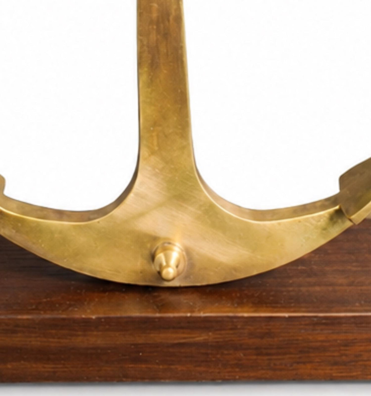 Bronze Anchor Table Lamp, Wood Base with Brass Corner Accents — Nautical Art Deco Style, France, 1960s