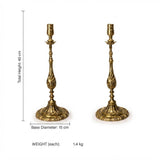 Victorian Style Gilt Brass Candlestick Lamp Pair, Twist-Carved Stem — Mid-20th Century