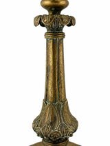 Pair of Antique Gilt Bronze Candlesticks, Neo-Gothic Style, 19th Century French Decor