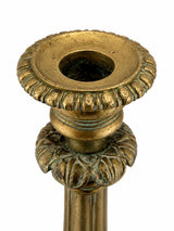 Pair of Antique Gilt Bronze Candlesticks, Neo-Gothic Style, 19th Century French Decor