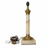 Fluted Column Table Lamp Base, Stone and Gilt Bronze — French Style