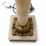 Fluted Column Table Lamp Base, Stone and Gilt Bronze — French Style