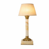 Fluted Column Table Lamp Base, Stone and Gilt Bronze — French Style
