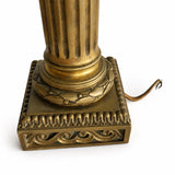 Fluted Brass Column Candlestick Lamp, Neoclassical Style — Converted to Electric