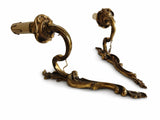Pair of Antique Brass Wall Sconces, Rococo Style Scrolled Single Arm Sconces