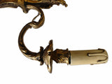 Pair of Antique Brass Wall Sconces, Rococo Style Scrolled Single Arm Sconces