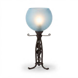 Art Nouveau Style Iron Lamp with Thick Glass Globe, Vintage 1900