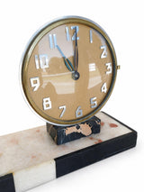 Art Deco Mantel Clock with Greyhound Figure, Marble Onyx and Régule Clock, 8-Day Mechanical Movement