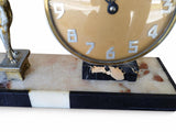 Art Deco Mantel Clock with Greyhound Figure, Marble Onyx and Régule Clock, 8-Day Mechanical Movement