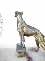 Art Deco Mantel Clock with Greyhound Figure, Marble Onyx and Régule Clock, 8-Day Mechanical Movement