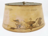 Antique Empire Style Bouillotte Lamp, Painted Tole Shade with Swan Motif, Three-Light Swan Base