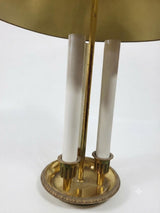 Antique Bronze Bouillotte Lamp, Green Tole Adjustable Shade, French Table Lamp